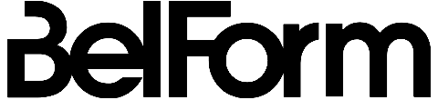Logo der Marke BelForm in schwarzer Schrift auf transparentem Hintergrund.