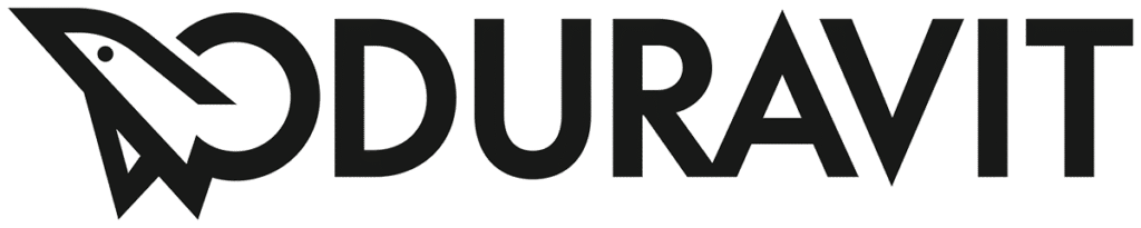 Duravit Logo in Schwarz, stilisierter Vogel neben dem Markennamen, auf transparentem Hintergrund.